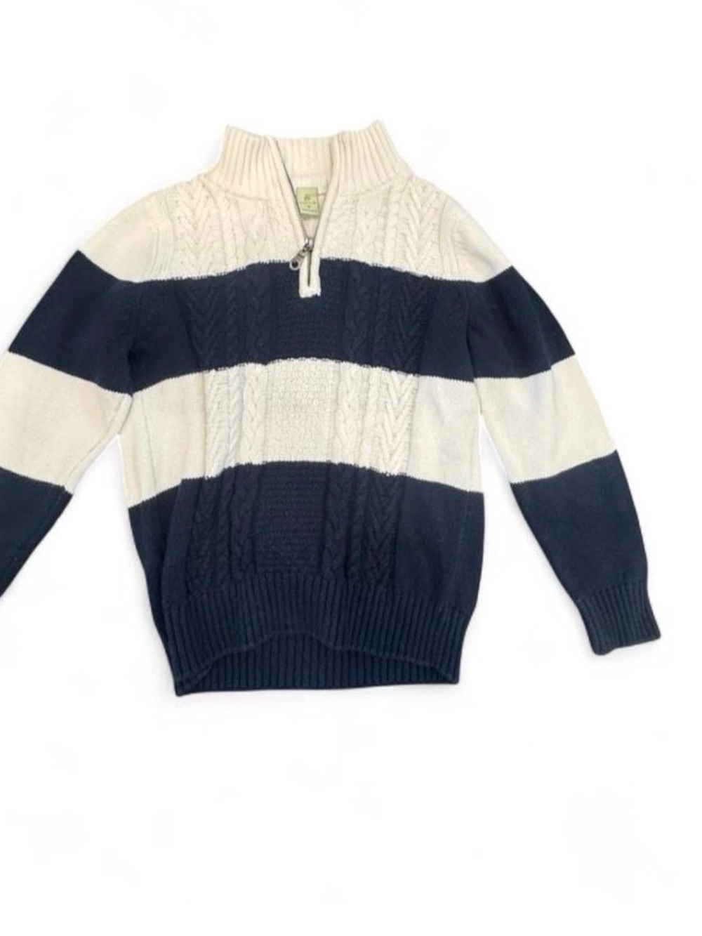 Class Club Navy & Cream Half-Zip Cable Knit Sweater